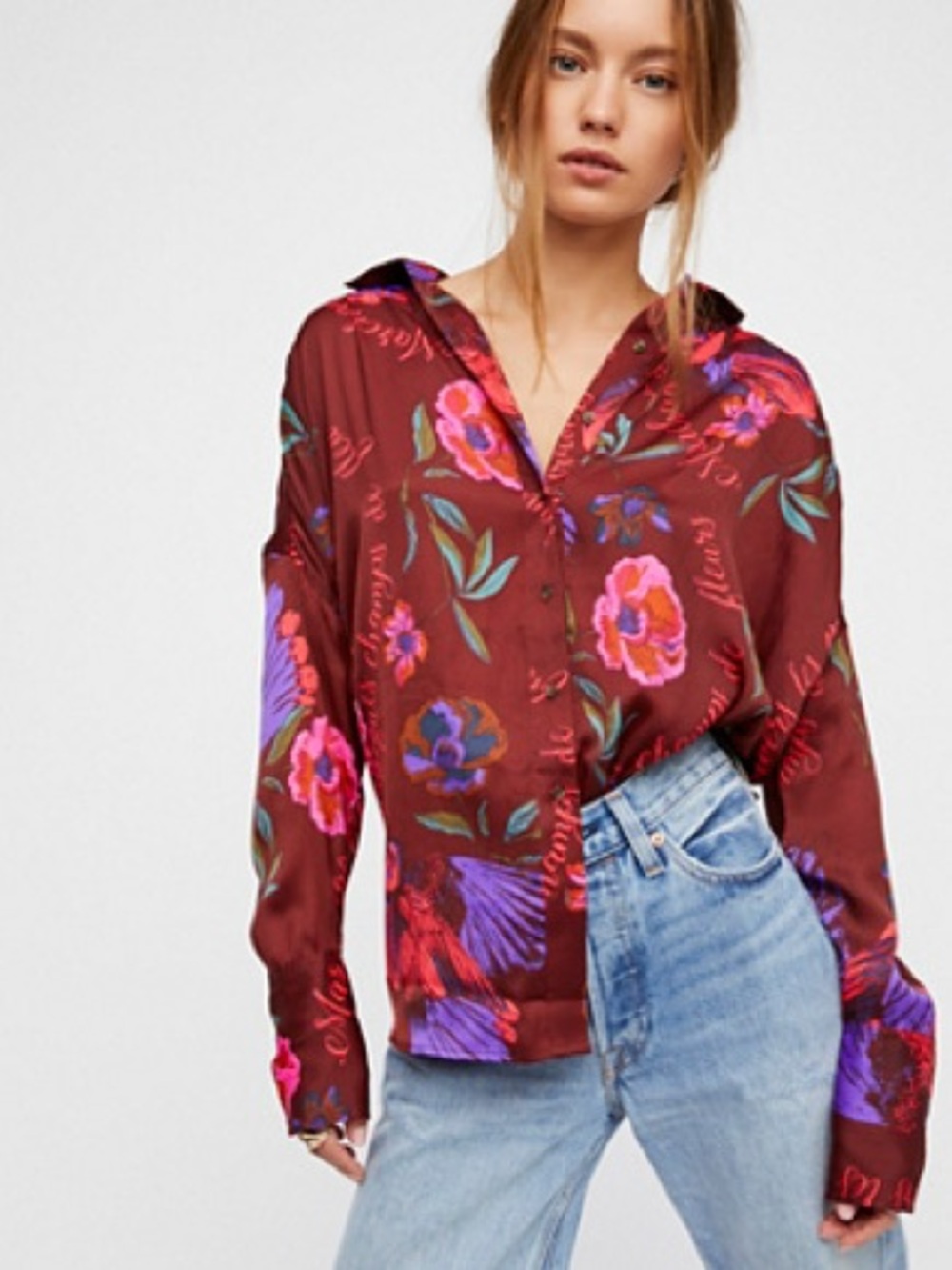Free People Silky Nights Buttondown Shirt
